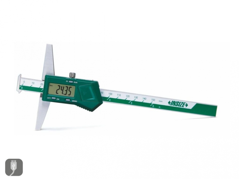 Subler digital de adancime INSIZE 200mm, baza 100mm, cu carlig dublu [1]