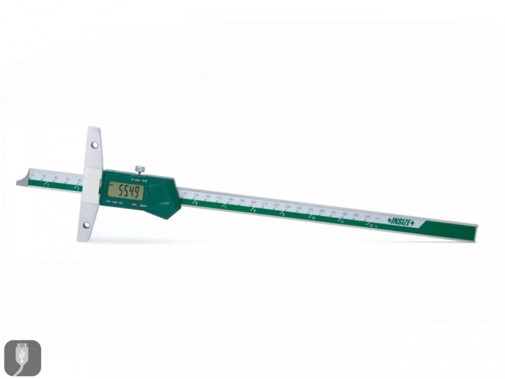 Subler digital de adancime INSIZE 300mm, baza 100mm, cu gauri pentru extensia bazei [1]