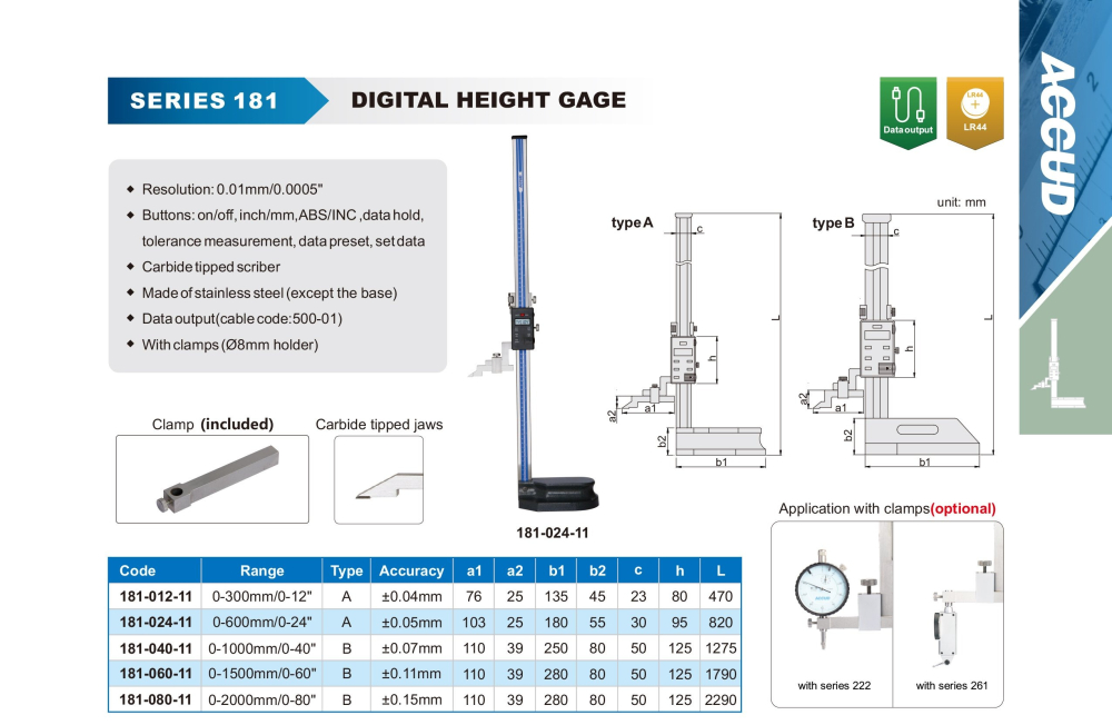 Subler Digital de Inaltime 181-020-11 ACCUD 0-500mm x 0.01mm Tip A [2]