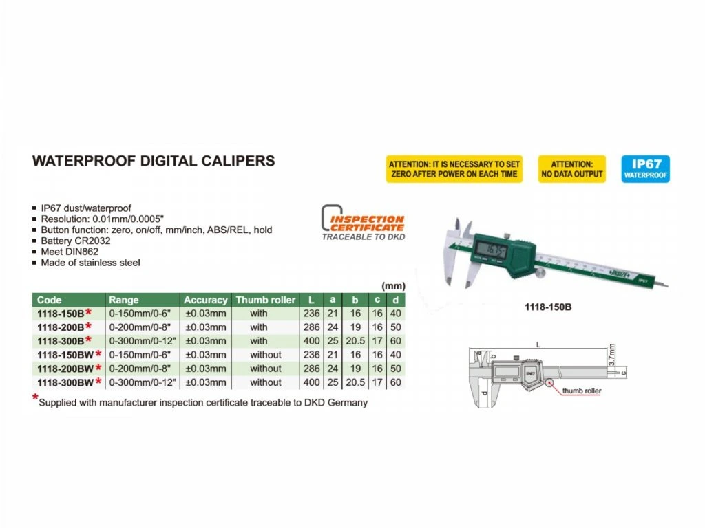 Subler digital INSIZE 150mm, rezolutie 0,01mm, IP67 [2]