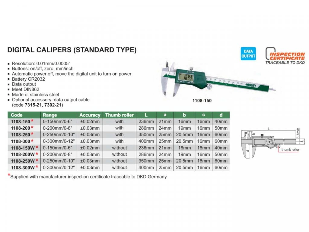 Subler digital INSIZE 300mm, rezolutie 0,01mm, precizie +/-0,03mm [2]