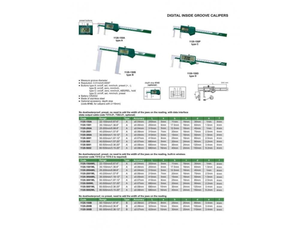 Subler digital pentru caneluri si orificii interioare INSIZE 150mm, rezolutie 0.01mm, precizie ±0.04mm [2]