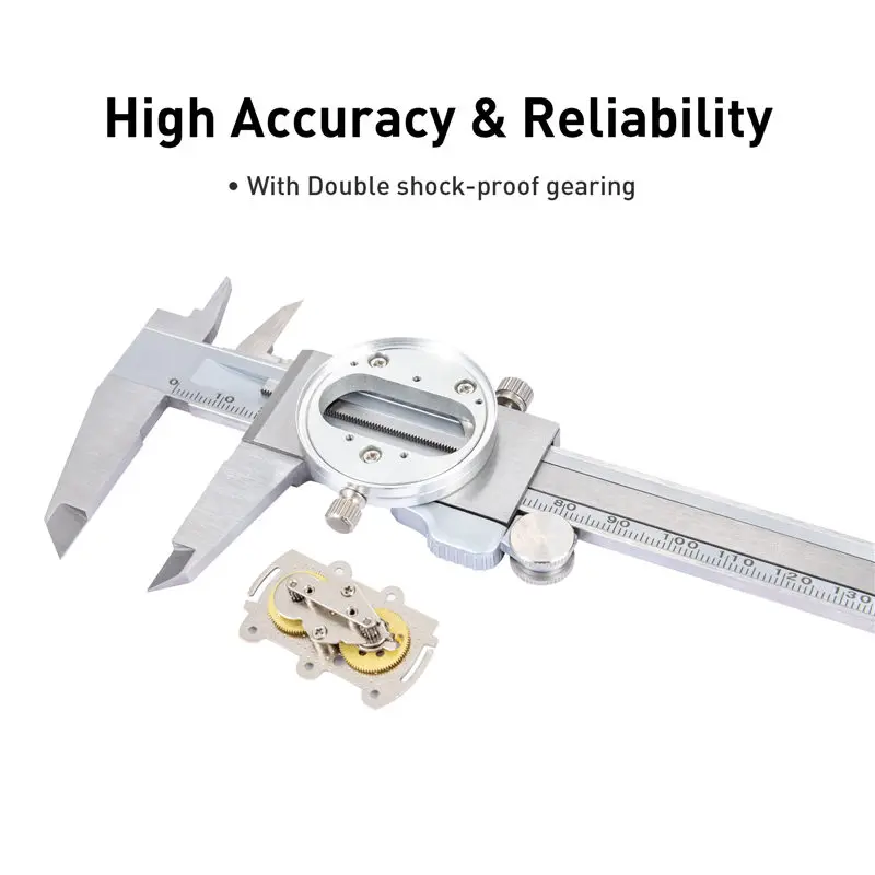 Subler mecanic cu cadran Dasqua 200mm, gradatie 0,02mm, rezistent la socuri, inox [4]