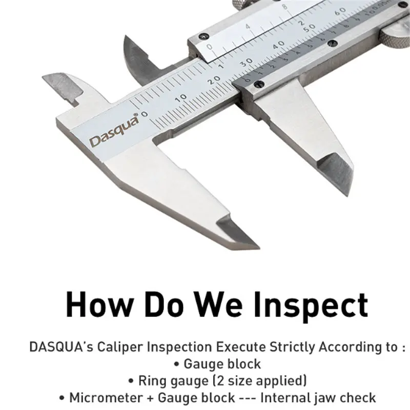 Subler mecanic Dasqua 150mm, venier insurubat, rezolutie 0,05mm, precizie +/−0,05mm [5]