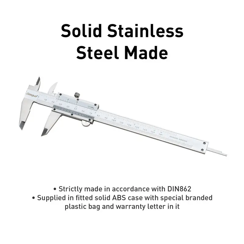 Subler mecanic Dasqua 150mm, venier insurubat, rezolutie 0,05mm, precizie +/−0,05mm [3]