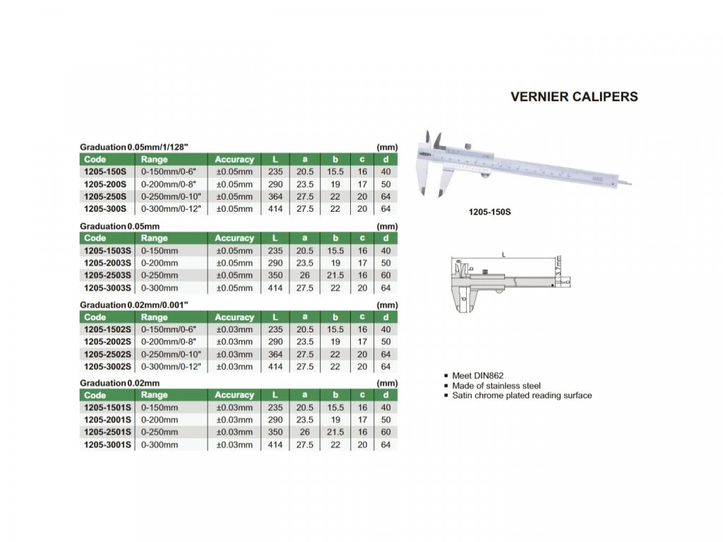 Subler mecanic INSIZE 150mm / 6inch, rezolutie 0,02mm / 0,001inch, precizie +/-0,03mm [2]