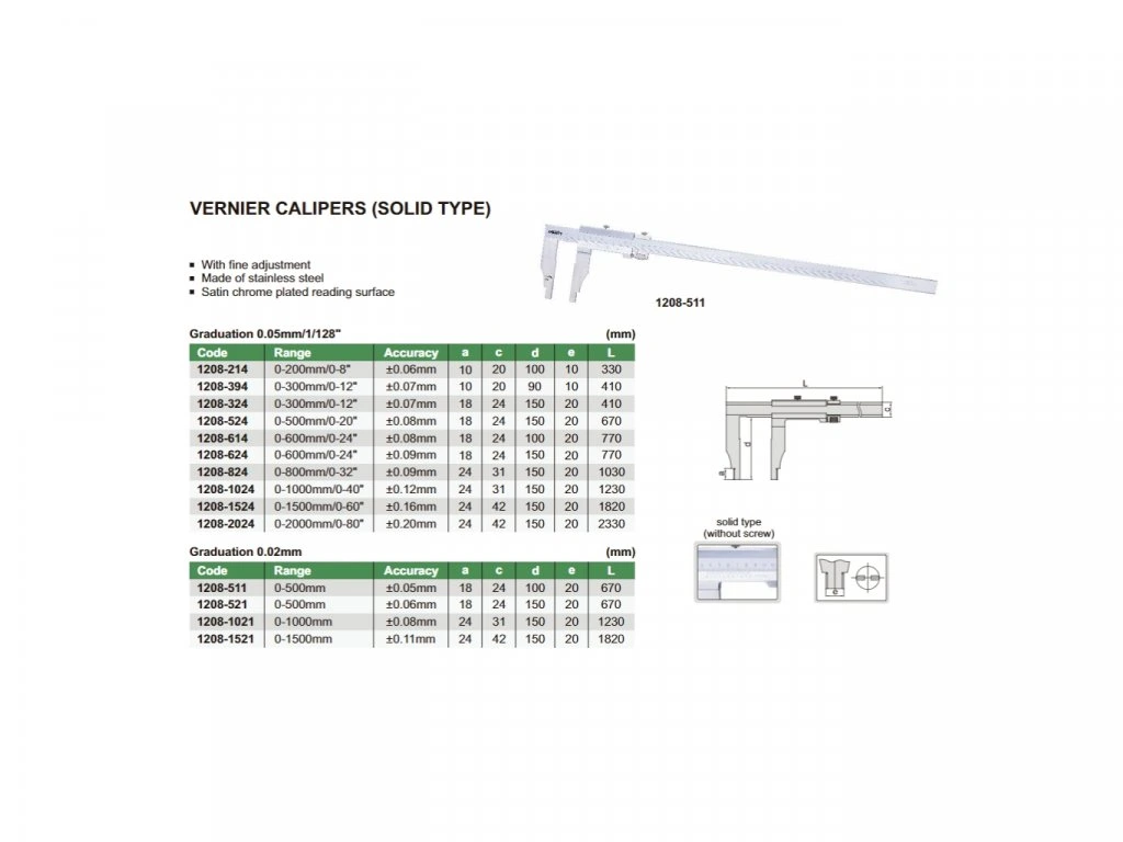 Subler mecanic INSIZE 200mm, rezolutie 0,05mm, falci 100mm, reglaj fin [2]