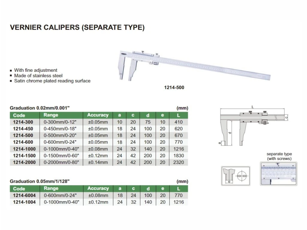 Subler mecanic INSIZE 300mm, rezolutie 0,02mm, falci 75mm, reglaj fin [2]