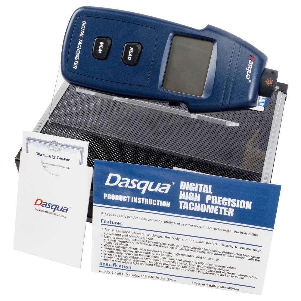 Tahometru digital Dasqua fara contact 2,5–99999 RPM, rezolutie 0,1 RPM [5]