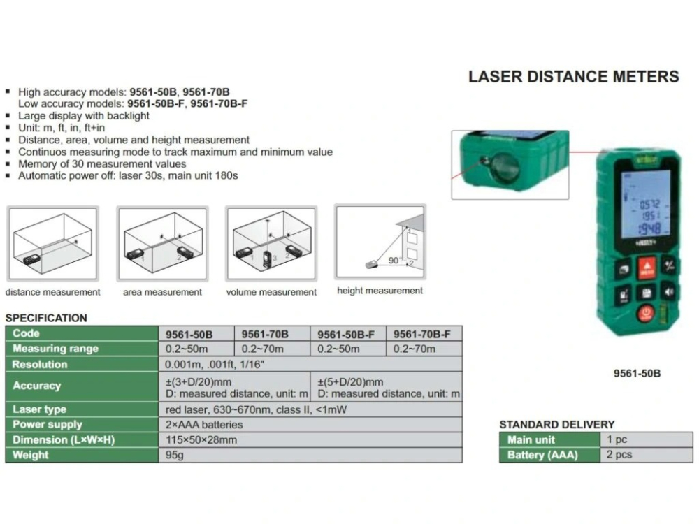 Telemetru cu laser INSIZE, interval 0,2 - 50 m, rezolutie 0,001 m [2]