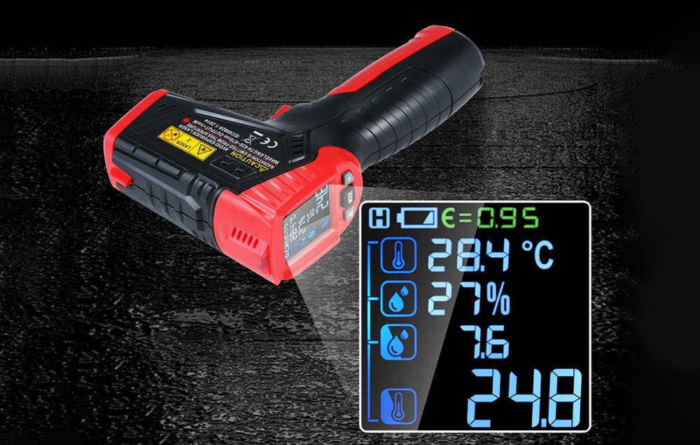 Termohigrometru digital pirometru cu infrarosu si punct de roua Habotest HT651D cu Certificat de Etalonare [7]