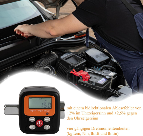 Adaptor cuplu digital dinamometric Beslands 10.2 - 200 Nm cu adaptoare 1/4" si 3/8" [4]
