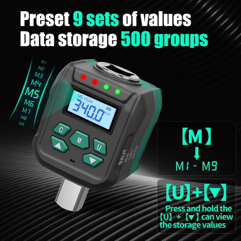 Adaptor digital de cuplu dinamometric XLIT 1/2 inch 17-340 Nm cu adaptoare 1/4" si 3/8" [1]