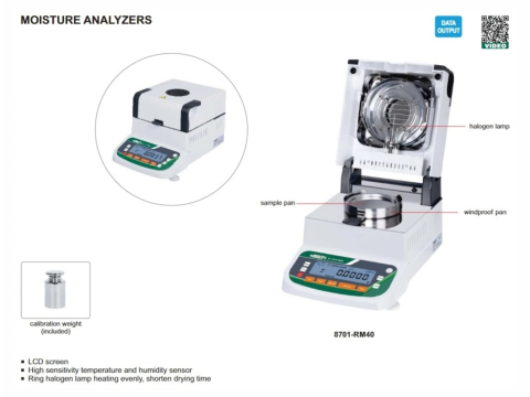 Analizor de umiditate INSIZE 120 g, rezolutie 1 mg, halogen 450W, RS23C [1]