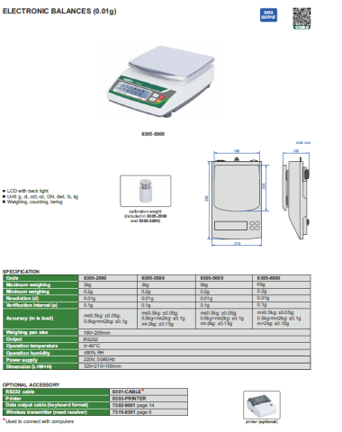 Balanta digitala de precizie INSIZE 0.2 g – 6 kg, rezolutie 0.01 g, LCD, model 8305-6000 [1]