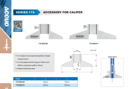 Baza de masura adancime ACCUD latime 100 mm pentru sublere 150-200 mm INOX [1]
