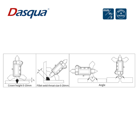 Calibru digital pentru verificare sudura Dasqua 0-20 mm, unghiuri 60° 70° 80° 90°, rezolutie 0,1mm [5]