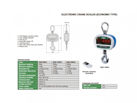 Cantar digital cu carlig INSIZE capacitate 300 kg, rezolutie 0,10 kg, cu telecomanda [1]