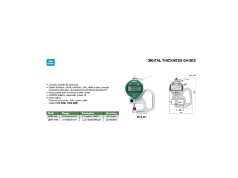 Ceas comparator digital pentru grosimi INSIZE 0-10mm, rezolutie 0,001mm, precizie +/-0,005mm [1]