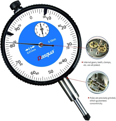 Ceas comparator mecanic Dasqua 0-10mm, gradatie 0.01mm, precizie +/-0.017mm [1]
