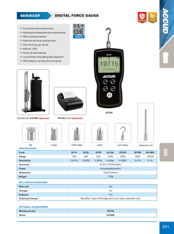Dinamometru digital de precizie ACCUD DF50 interval 50N, rezolutie 0.005 N [1]