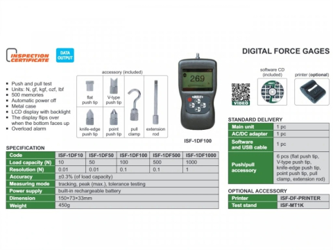 Dinamometru digital industrial INSIZE sarcina maxima 1000N, rezolutie 1N [1]