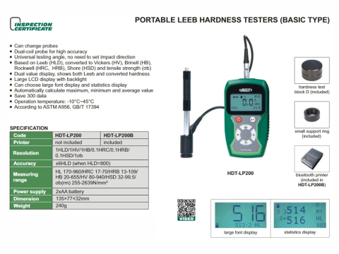 Durometru digital Leeb HDT-LP200 INSIZE cu sonda D, conversie Vickers, Brinell, Rockwell si Shore [2]