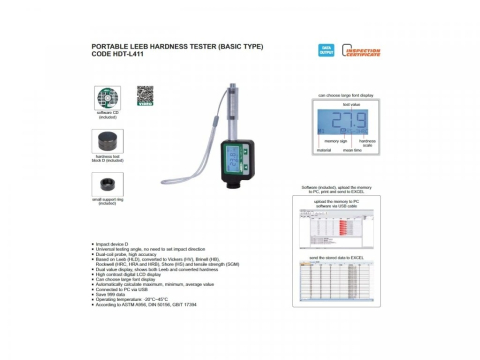 Durometru digital LEEB INSIZE HDT-L411 cu sonda D, conversie HRC, HRB, HRA, HB, HV, HS [1]