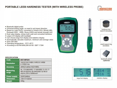Durometru digital LEEB INSIZE HDT-LP200B cu sonda D si imprimanta wireless inclusa [1]