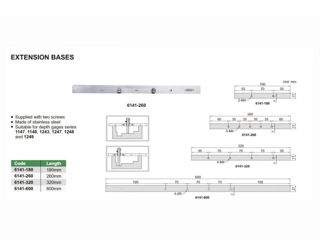 Extensie Baza 260mm x 17mm pentru sublere de adancime INSIZE [1]