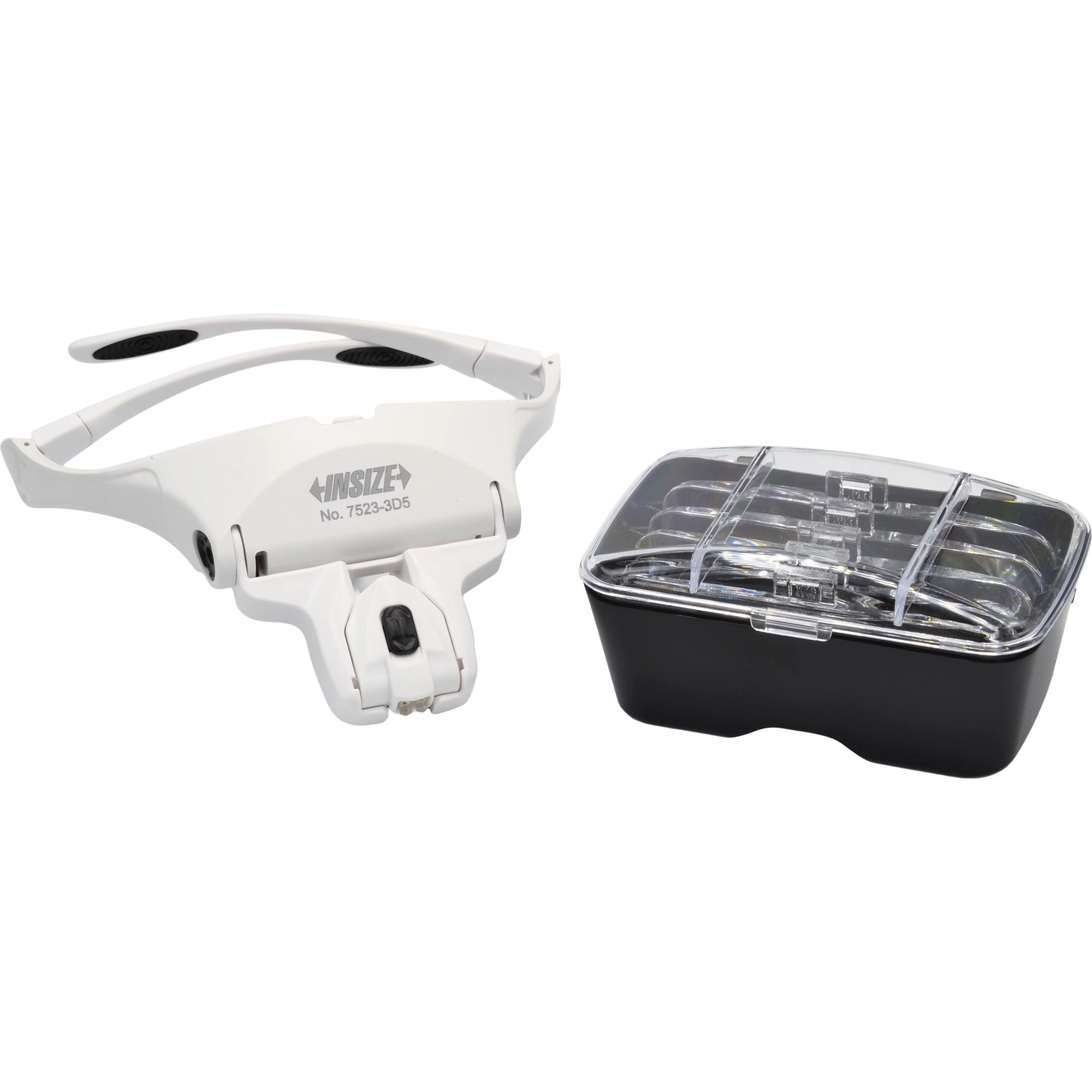 Ochelari cu 5 lupe interschimbabile INSIZE, marire 1x–3.5x, iluminare LED [5]
