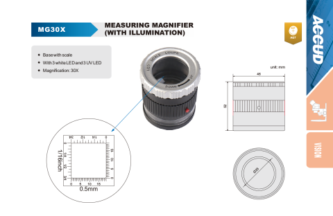 Lupa de masurare scara gradata ACCUD, marire 30X, cu iluminare LED si UV [1]