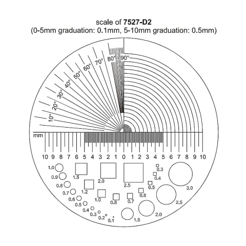 Lupa industriala 7527-D2 INSIZE, marire 10x, lentila sticla Ø30mm, scala gradata 0,1mm si 0,5mm, iluminare LED si UV [1]