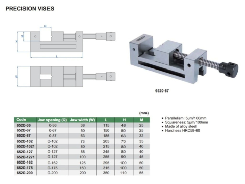 Menghina de precizie cu strangere clasica INSIZE deschidere 0-200mm si latime falci 200mm [1]