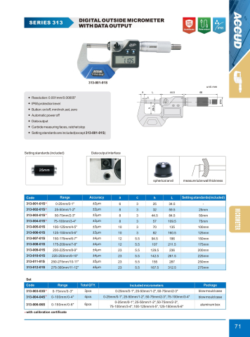 Micrometru digital ACCUD 313-001-01S, 0-25mm, rezolutie 0.001mm, IP65, iesire date [1]