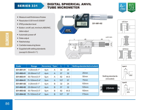 Micrometru digital de masurat grosime perete tevi Accud 0-25mm x 0.001mm cu Certificat de Etalonare [1]