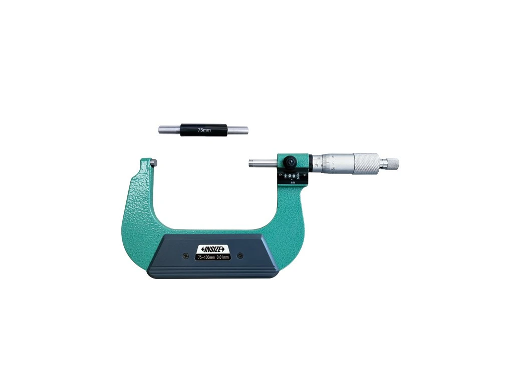 Micrometre mecanice - Micrometru exterior INSIZE 75-100 mm cu contor, rezolutie 0.01 mm, carbura, DIN863-1
