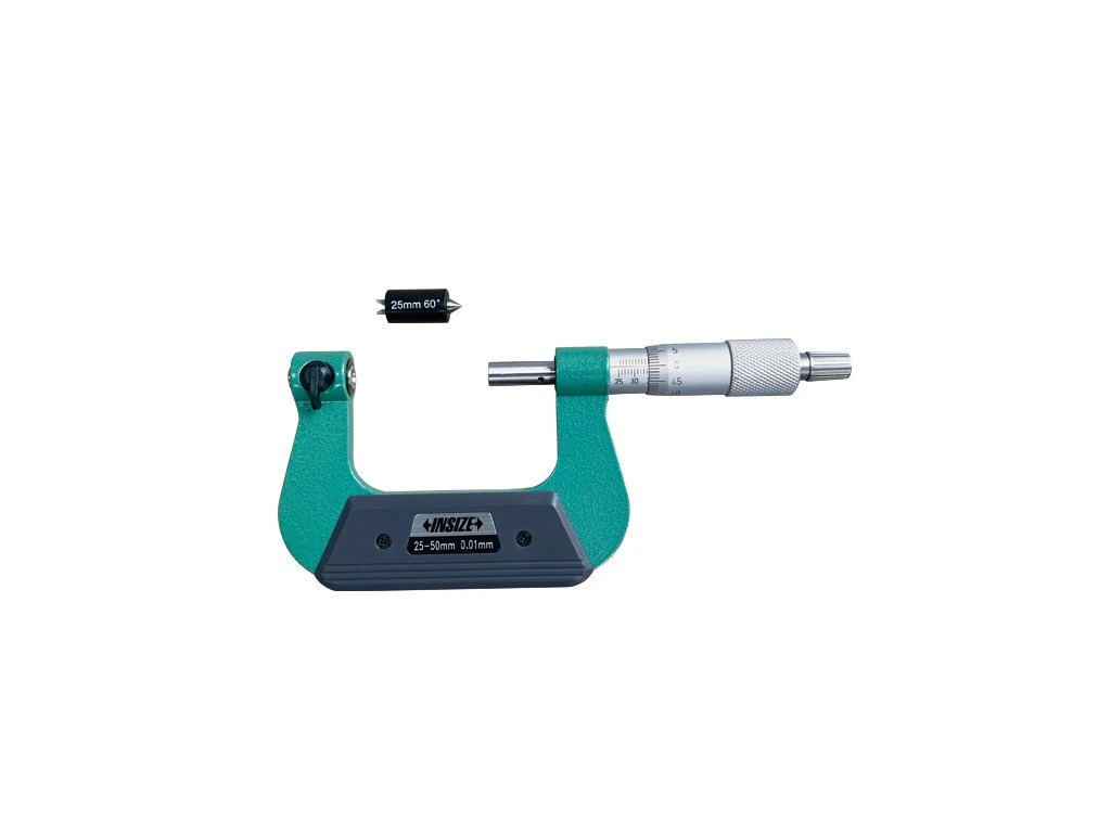 Micrometre pentru filete - Micrometru filete exterioare INSIZE 25-50 mm, rezolutie 0,01 mm, cu arbore fix