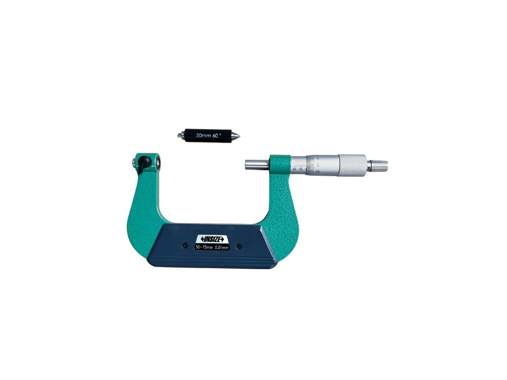 Micrometre pentru filete - Micrometru filete exterioare INSIZE 50-75 mm, rezolutie 0,01 mm, cu arbore fix
