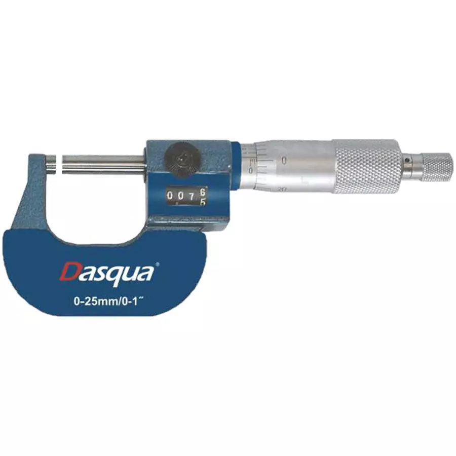 Micrometre mecanice - Micrometru mecanic exterior cu contor Dasqua 0–25mm, rezolutie 0,01mm, precizie +/-0,004mm