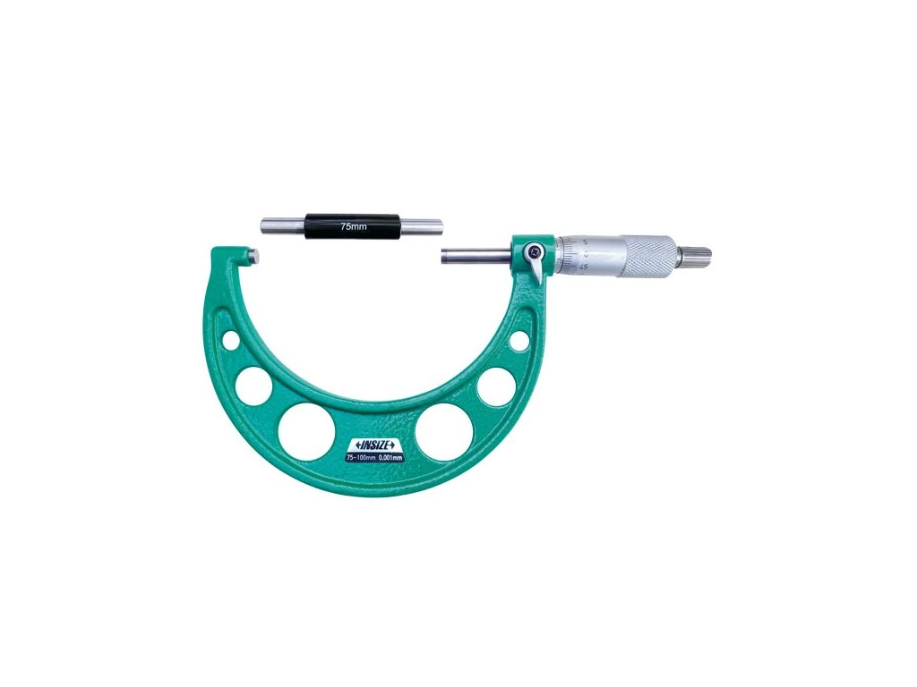 Micrometre mecanice - Micrometru mecanic INSIZE 75-100 mm, rezolutie 0,001 mm, clichet, carbura