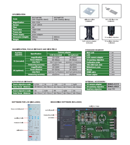 Microscop digital auto focus cu brat flexibil si ecran INSIZE 5317-AF110, marire 20X-123X, software integrat [2]