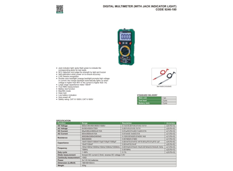 Multimetru digital INSIZE cu indicator luminos Jack, True RMS, CAT IV 600V [1]