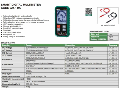 Multimetru digital smart INSIZE cu functie de auto-calibrare, CAT III 600V [1]