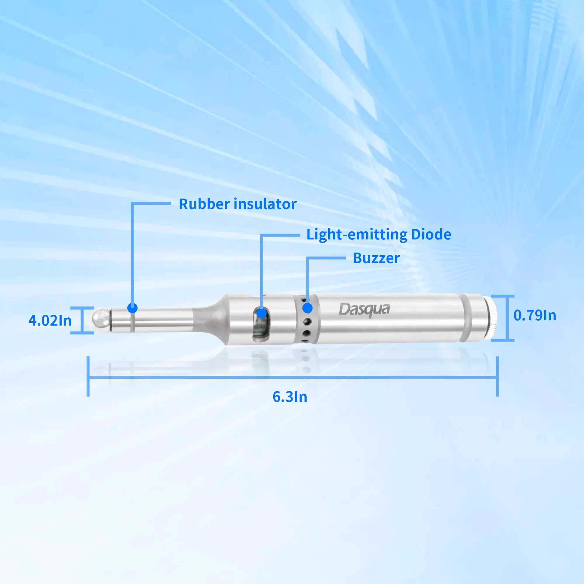 Detector de muchii electronic cu semnal luminos si acustic Dasqua, coada 20mm, bila 10mm, precizie 0.005mm [3]