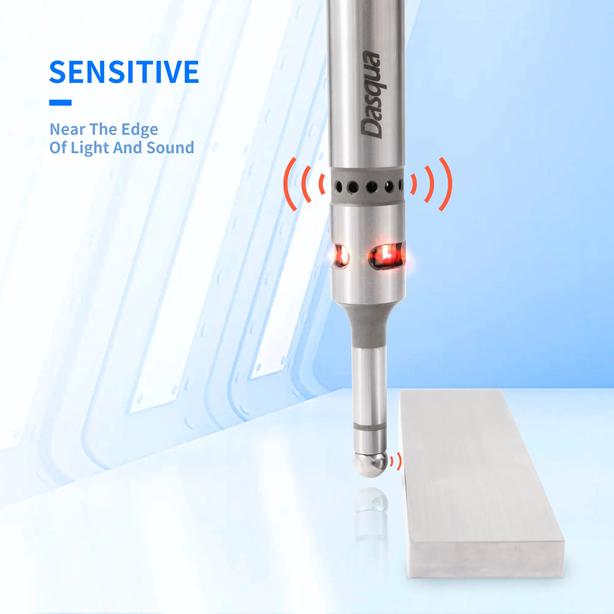 Detector de muchii electronic cu semnal luminos si acustic Dasqua, coada 20mm, bila 10mm, precizie 0.005mm [1]