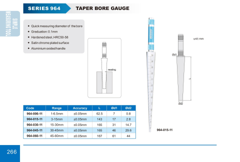 Pana de masurat conica ACCUD 30-45mm x 0.1mm, precizie +/-0.05mm, otel calit [1]