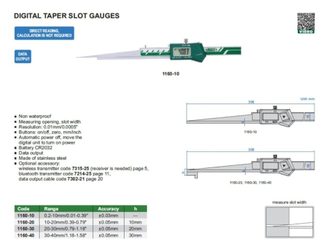 Pana de masurat digitala INSIZE 0,2-10 mm, rezolutie 0,01 mm, otel inoxidabil [1]