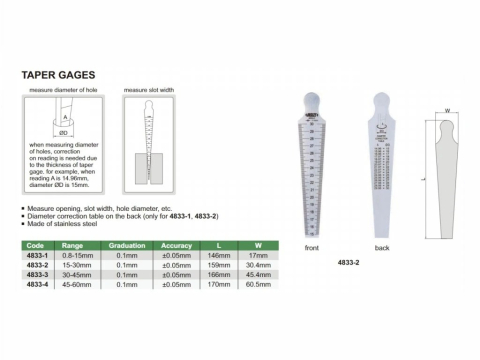 Pana de masurat plata INSIZE 0,8-15mm, gradatie 0,1mm, precizie +/-0,05mm, otel inoxidabil [1]