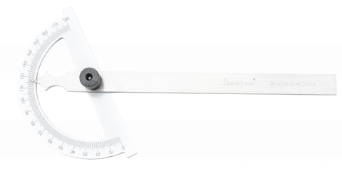 Raportoare - Raportor Dasqua 0–180°, 80x120 mm, otel inoxidabil, precizie +/-0,5°